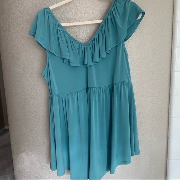 NWT Torrid size 1 Kitty Seafoam Green Flutter Sleeve Babydoll Ruffle Top - Picture 5 of 8
